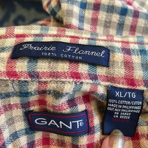 Gant Prairie Flannel tan, blue & red shirt - Picture 9 of 10